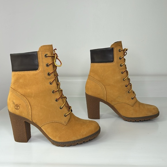 Timberland 🧡 Earthkeepers Women's Workboot Style Chunky High Heel Boot Shoes - Picture 3 of 16